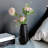 Modern Black Ceramic Vase, 7.5 Inch Geometric Flower Vases, Minimalist Design For Table Shelf Centerpiece Home Decor Fit For Housewarming, Weddings, Birthday,Christmas