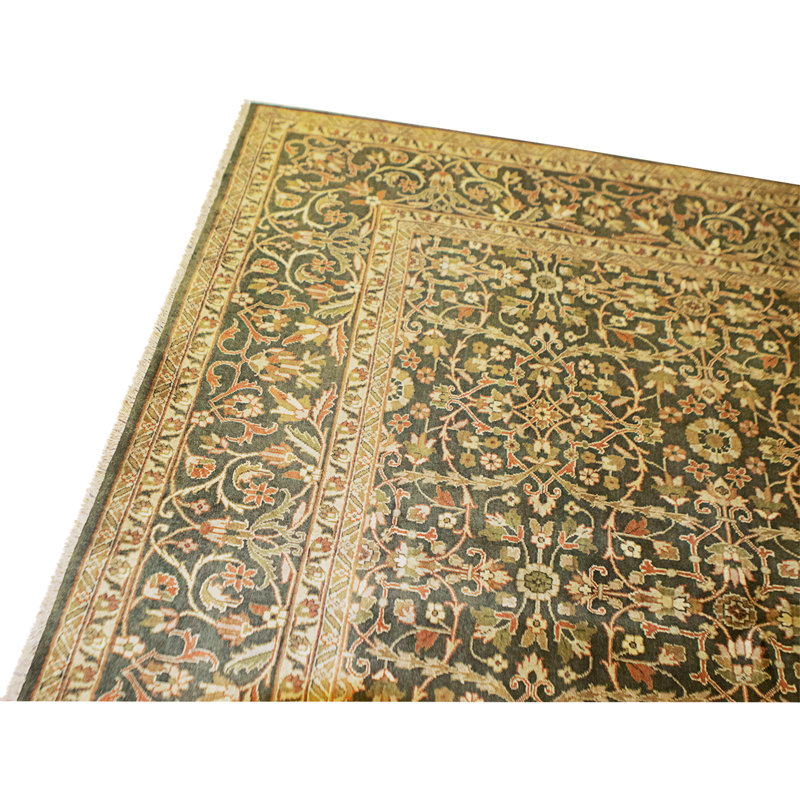 Tapis noir et noir noué à la main de haute qualité