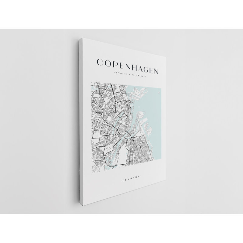 «Copenhagen Map Print», reproduction sur toile, H 45 po x l 30 po