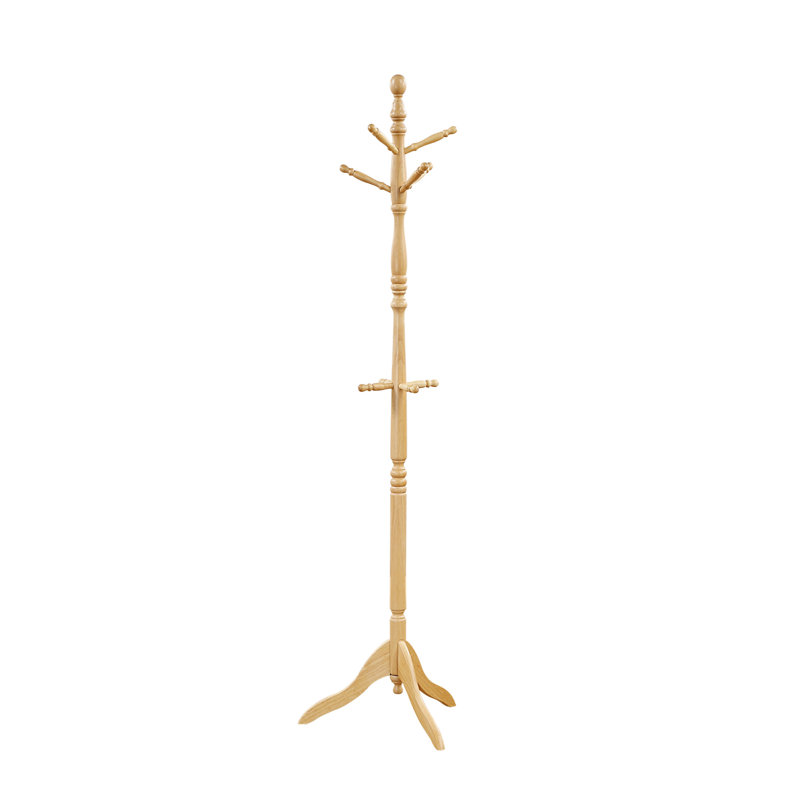 Natural Finish Classic Coat Rack Solid Wood, Natural