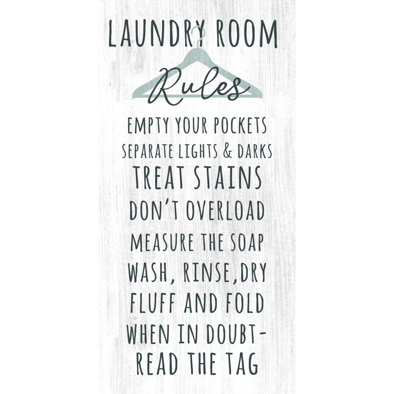 Laundry Rules with Hanger - Textual Art Print, 76 cm H x 51 cm W, Black Floater Framed