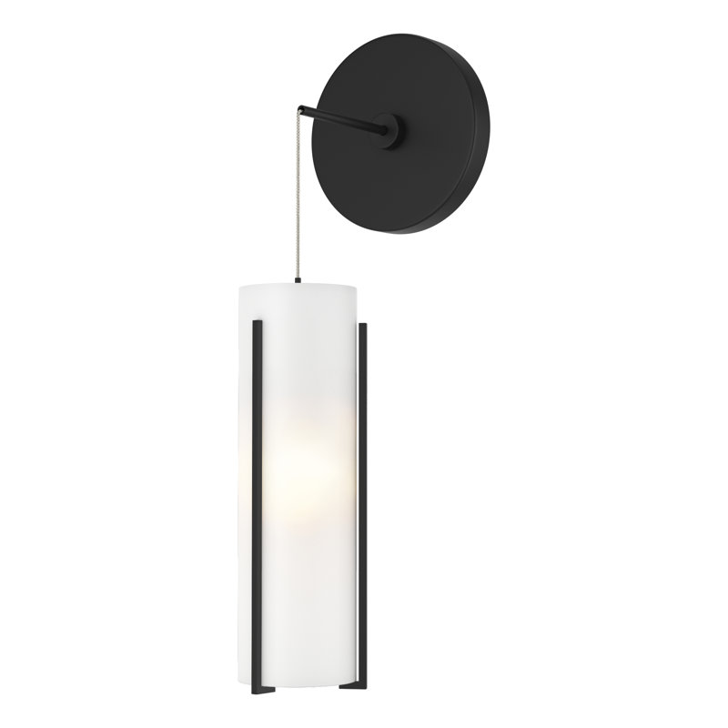 Applique murale à bras en acier 1 lumière Exos, Blanc opale, Noir