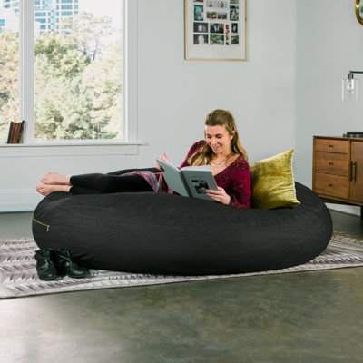 Cocoon 6 Foot Bean Bag Chair - Denim, Black by Jaxx