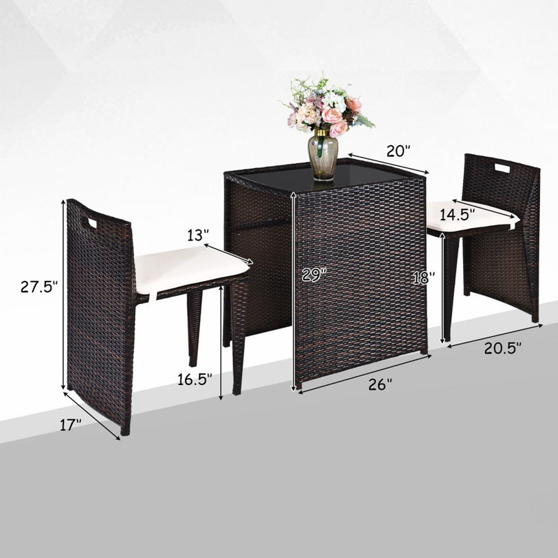 2 - Person Patio Dining Set with Rectangular Table
