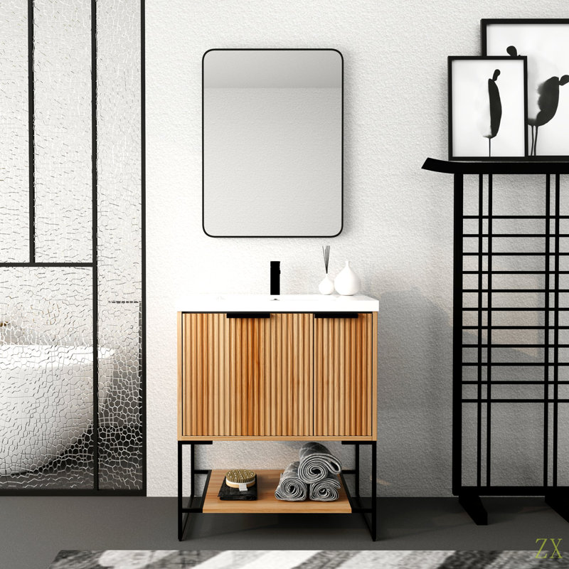 Meuble-lavabo autoportant de 30 po avec lavabo en résine, 30 po x 18 po, 30"