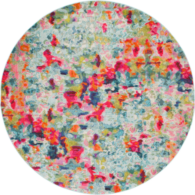 Hashimoto Washable Abstract Indoor Rug, Round 8'