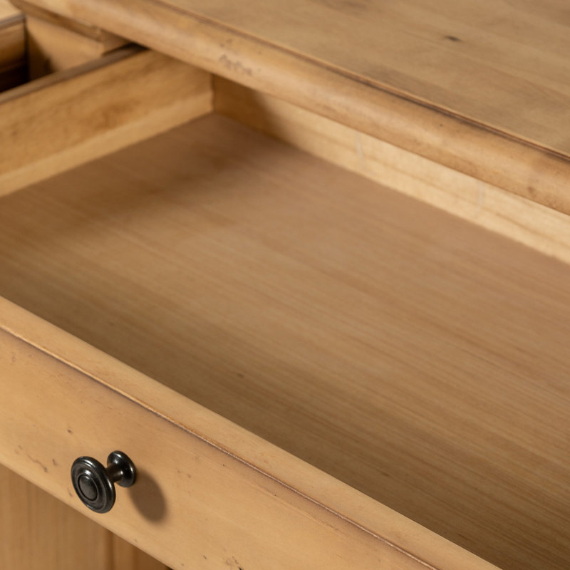 Marjorie 96.25'' W Solid Wood Sideboard, Bleached Birch