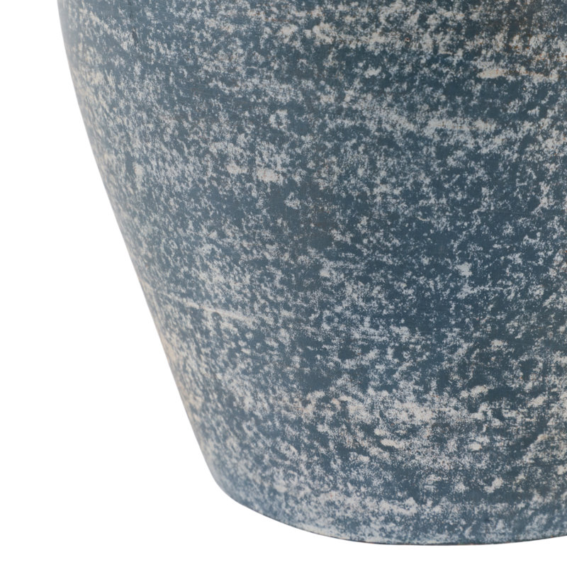 Stylish Flower Terracotta Vase With Weathered Finish - Classic Form Perfect For Dining Room - Tall Table Vase For Home Decor - Blue