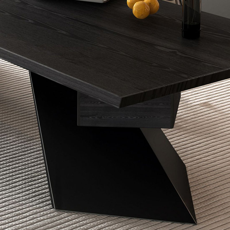 Bureau d'écriture rectangulaire en bois massif noir avec tiroirs, Gauche, 29,53 po H * 70,87 po L * 31,5 po P