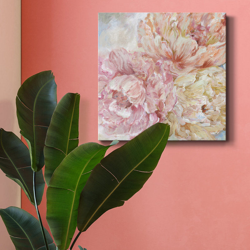 Contemporary Peony II - reproduction d'art sur toile tendue, H 16 po x l 16 po x P 1 po