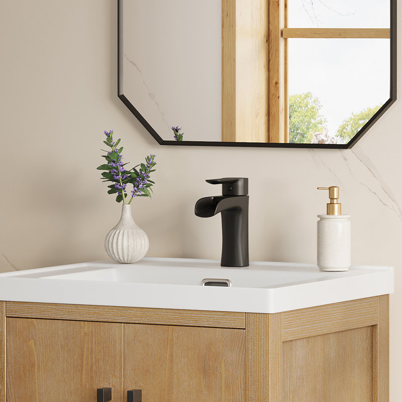 Tatcha Single Hole Single-Handle Waterfall Bathroom Faucet, Matte Black