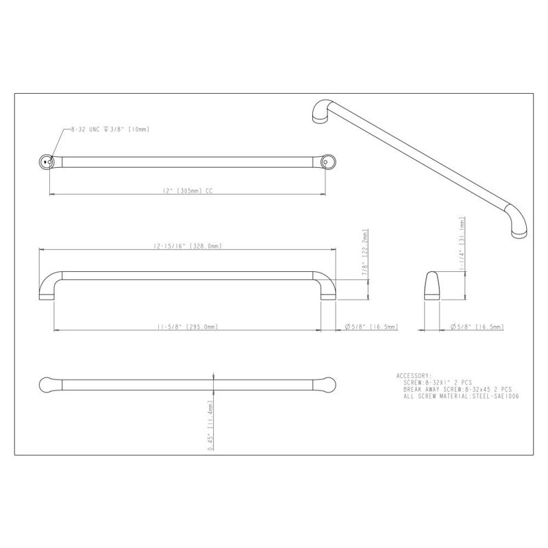 Loxley Bar Pull, Brushed Pewter, 5 1/16"