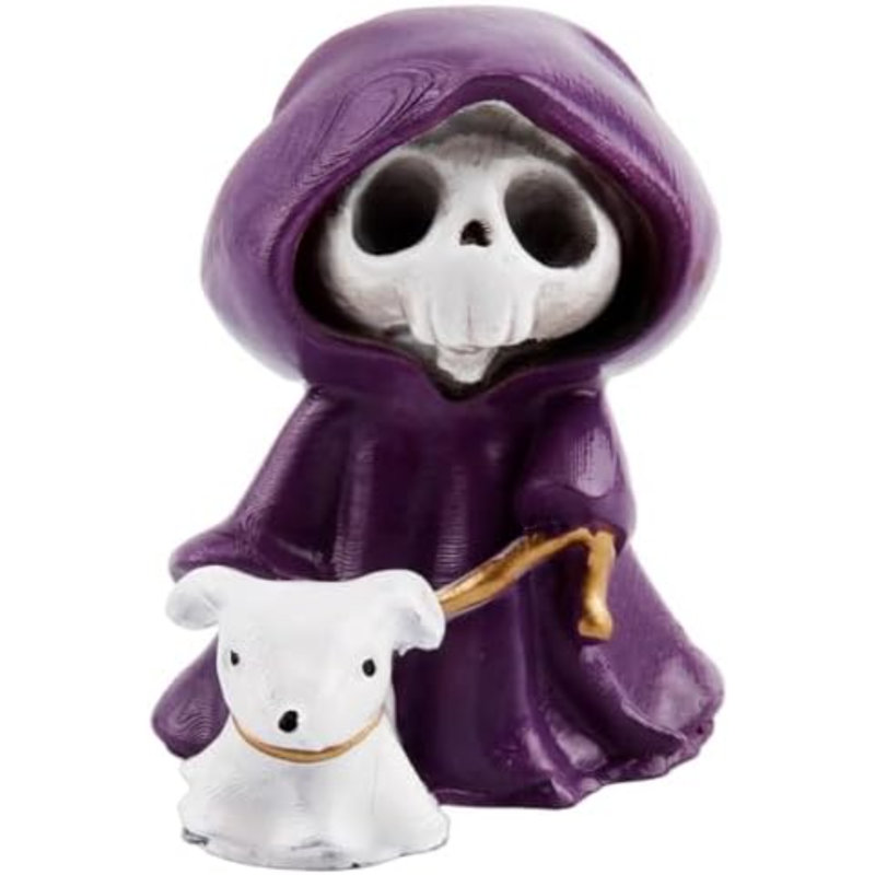 Décoration de fantôme d'Halloween, figurine de fantôme de doigt mignon, décoration de statue effrayante en résine amusante, plateau de table d'intérieur, décoration de bureau à domicile (1, mauve et blanc)