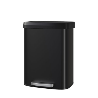 Poubelle en métal de 16 gallons / 60 L avec couvercle, grande poubelle pour la cuisine, poubelle de cuisine en métal antidérapante avec rebord de doublure, poignée arrière, couvercle en plastique à fermeture en douceur