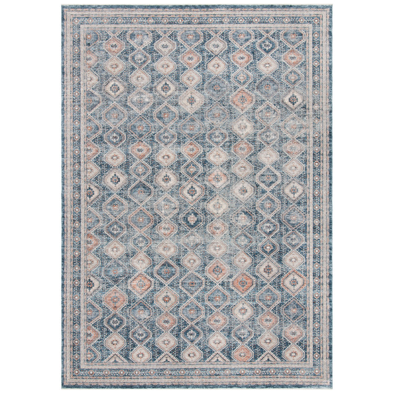 Tapis oriental bleu / orange, Rectangulaire 8 pi x 10 pi