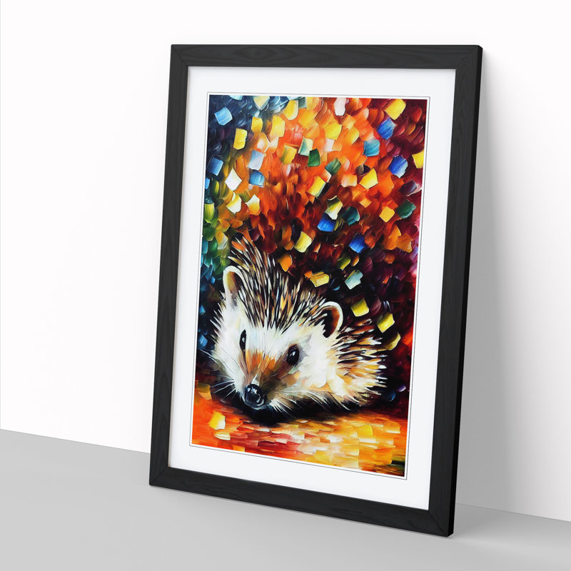 Angelika Hedgehog Painted - Picture Frame Print, 34cm H x 25cm W, Walnut