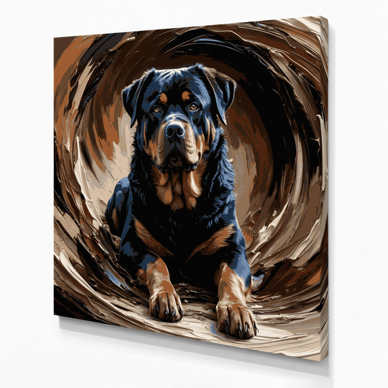 «Dogs Rottweiler», art mural sur toile noire, H 12 po x l 12 po
