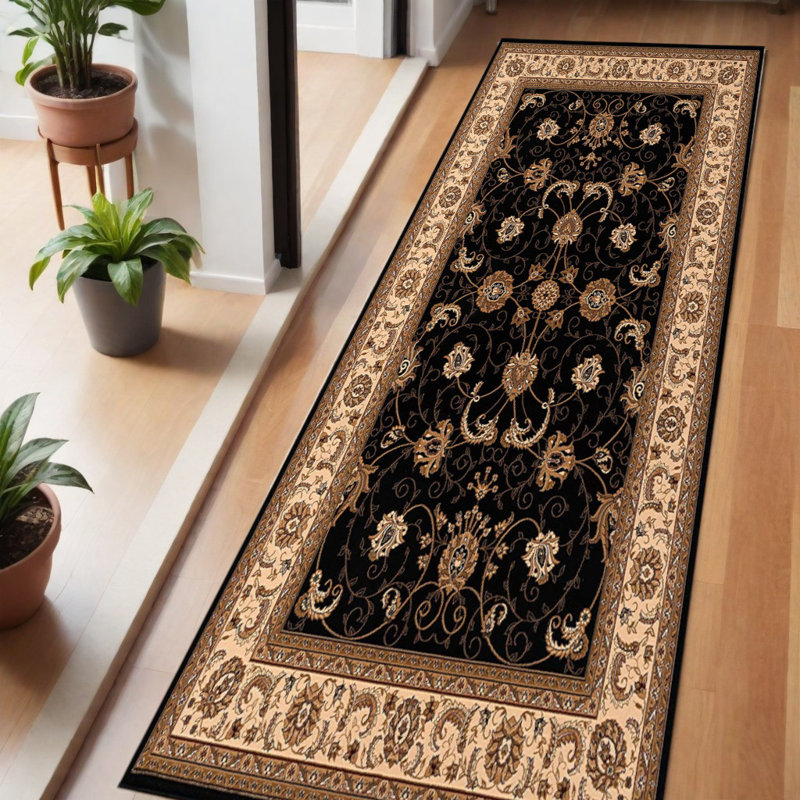 Tapis de couloir oriental beige et crème 6 pi