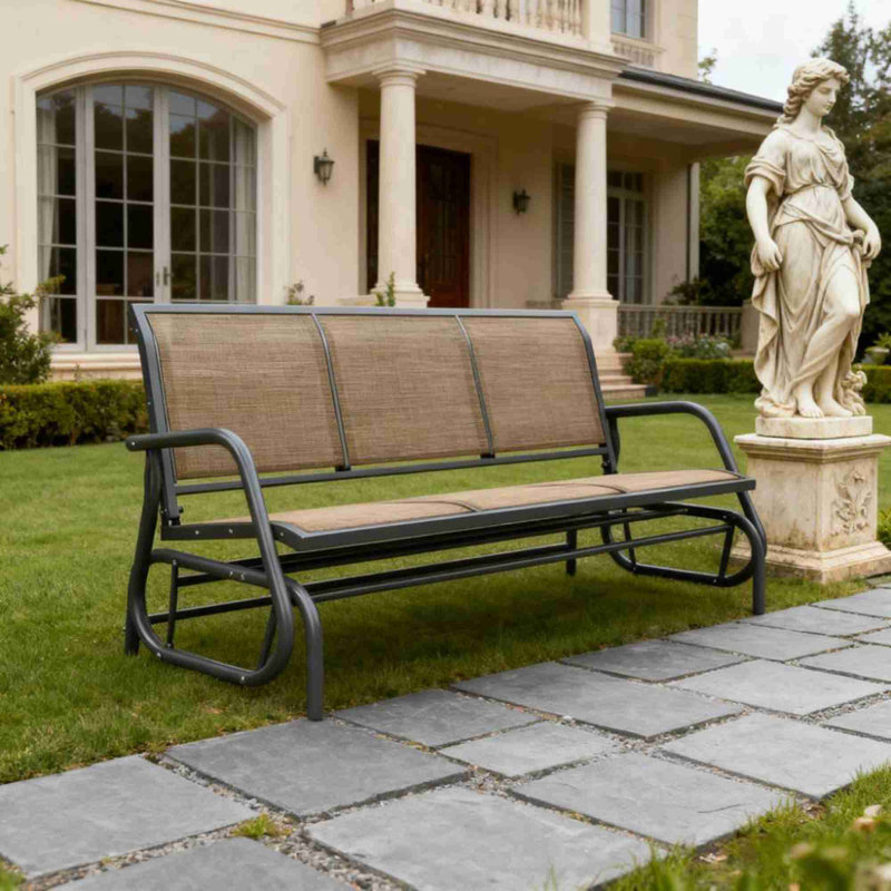 Fauteuil oscillant d'extérieur, Brun / Gris