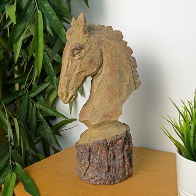 Raphael HORSE HEAD 36cm Carved Wood Effect