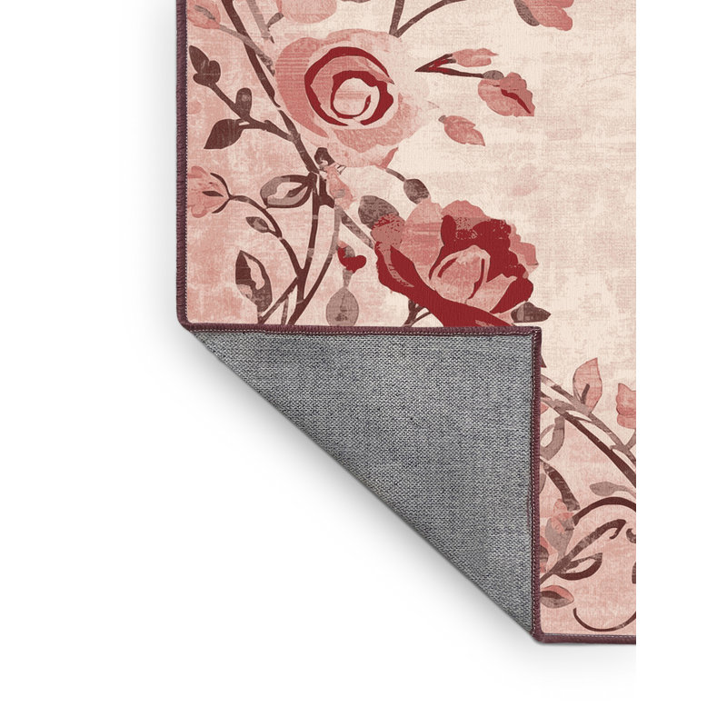 Tapis rose moderne et contemporain lavable à la machine Holiday Valentines, 8 x 12