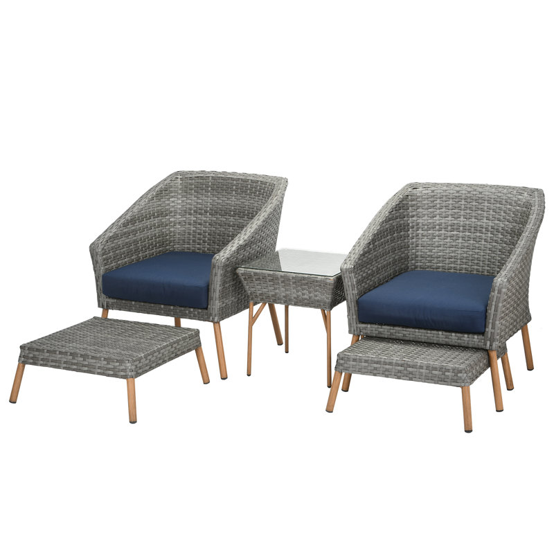 Polivy Wicker 2 - Person Patio Conversation Set with Cushions