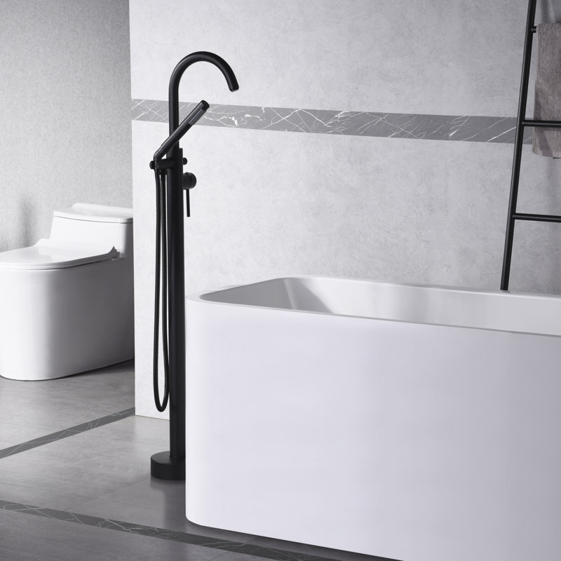 Robinet de baignoire sur pied avec douchette à main Sumerain, Noir mat