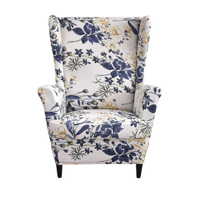 Wingback Chair Slipcover 2-Piece, Stretch Armchair Protector，Soft Furniture Cover for Leather & Fabric Armchair, Non-Slip Protect Against Dirt & Messes, Separate Cushion Cover