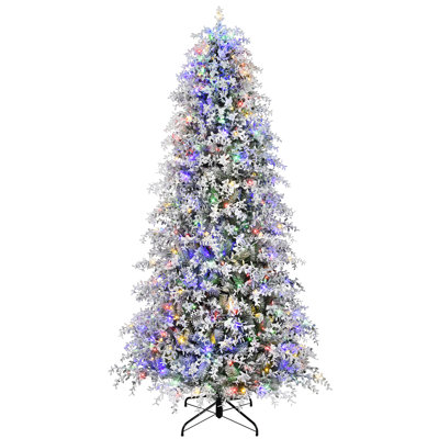 Flocked 7.5' Pre-Lit Cypress Christmas Tree