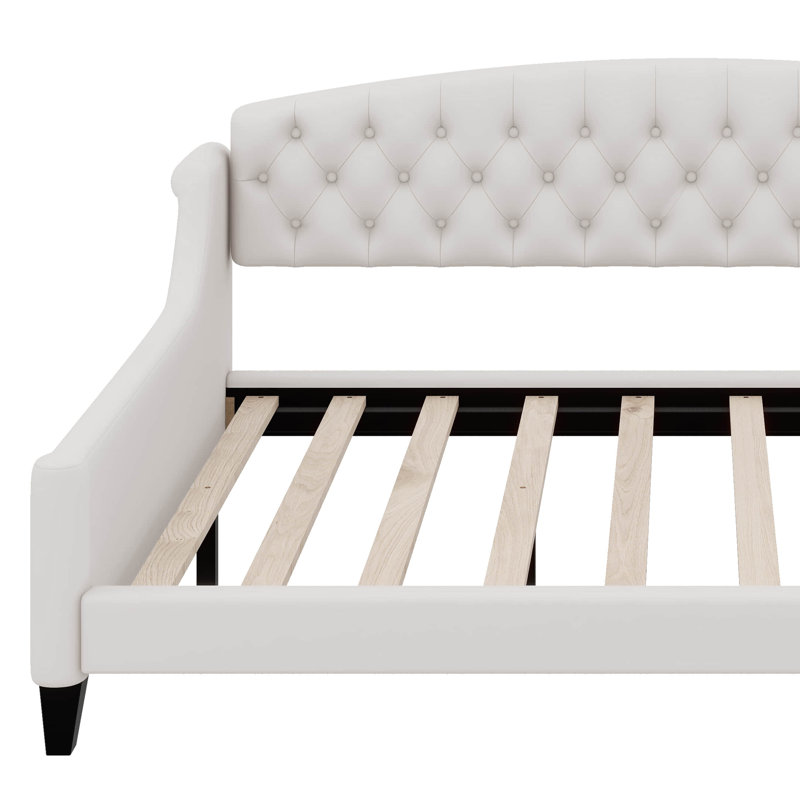 Lit de jour double capitonné de luxe moderne, Beige