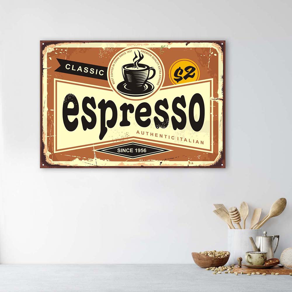 Leinwandbild Retro Sign Coffee Espresso