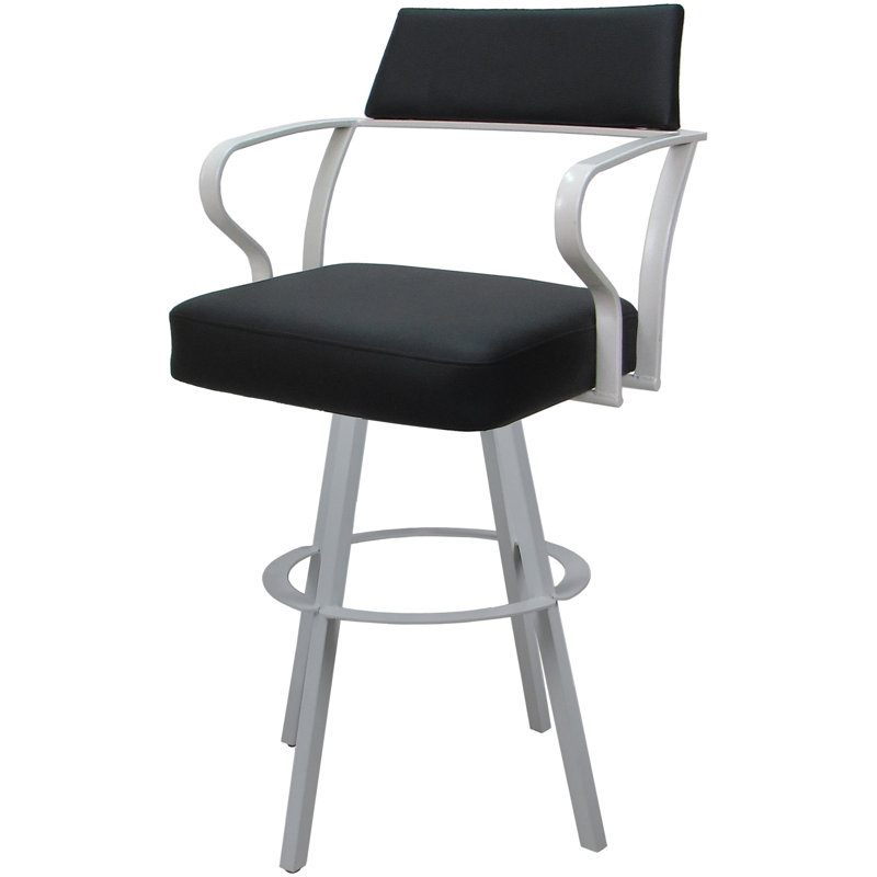 Tabouret de bar pivotant en métal 34 po Keiley, Noir, Blanc