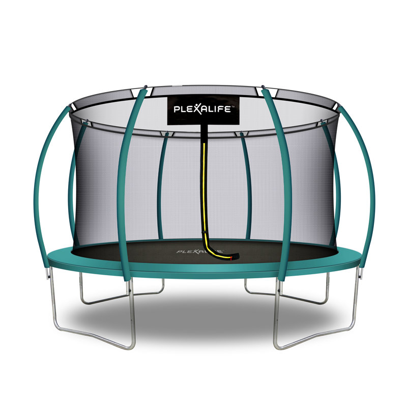 Ensemble de trampoline d'extérieur en forme de citrouille avec enceinte de sécurité haut de gamme Plexalife, 14 pi - vert foncé