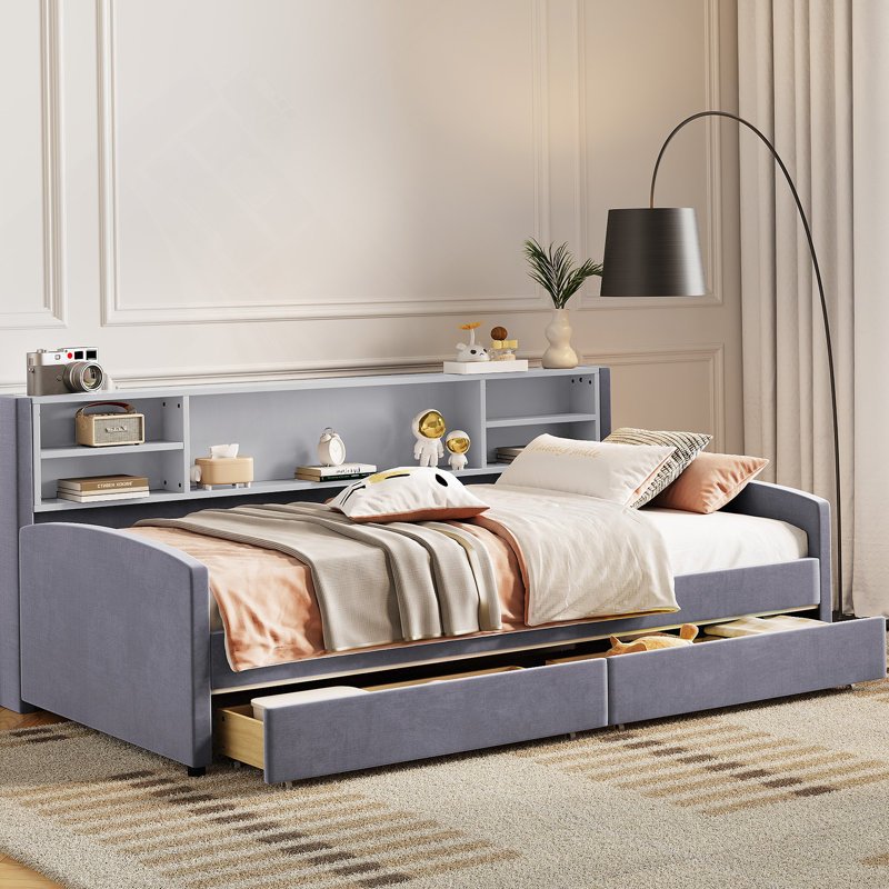 Upholstered Platform Bed With Drawers