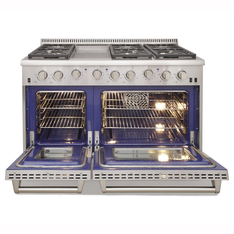 Professional 48" 6.7 cu Freestanding Gas Range with Griddle, Classic Silver, Propane Gas