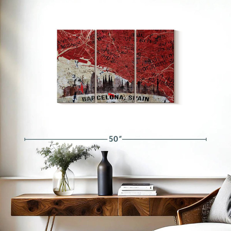 Aliaz Barcelona Skyline City Map, 20" H x 33" W