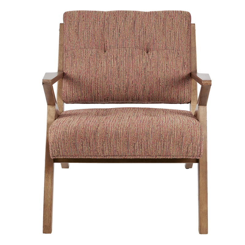 Fauteuil Mid-Century moderne avec base en bois massif, coussins orange, l 30 po x H 32,5 po et l 33,5 po, Orange