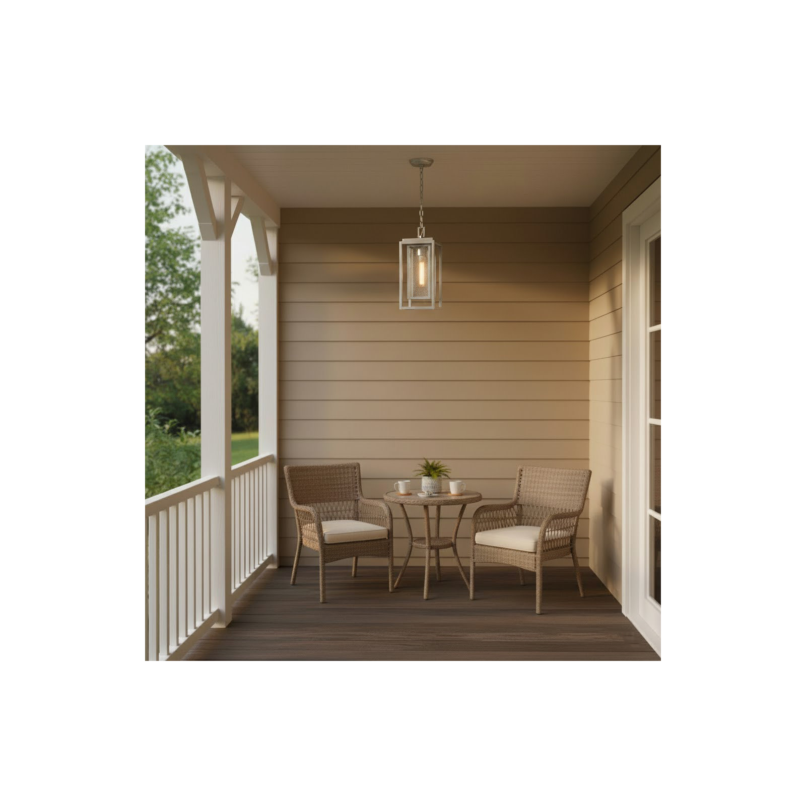 Natalina Outdoor Hanging Lantern, Satin Nickel