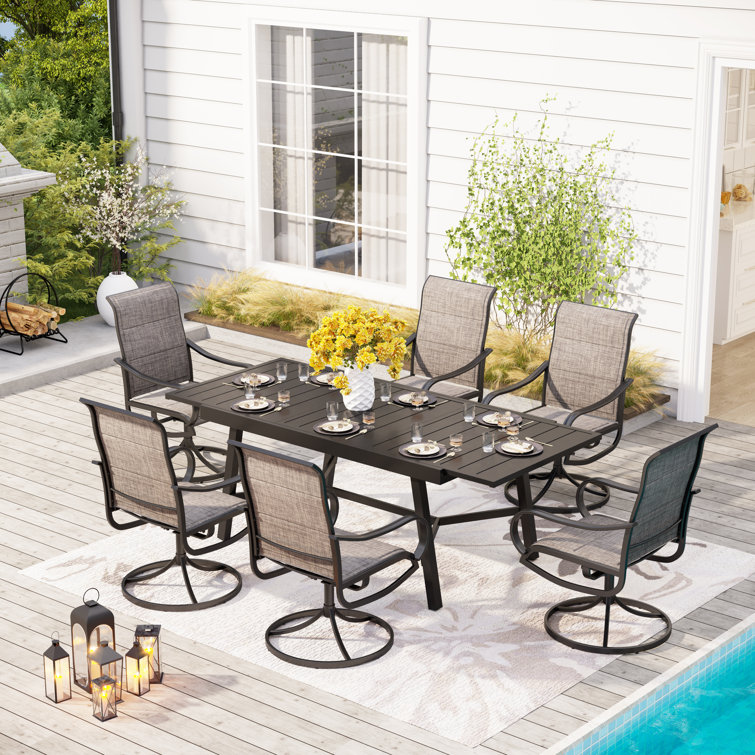 Alyah Rectangular 6 - Person 84" Long Dining Set with Cushions