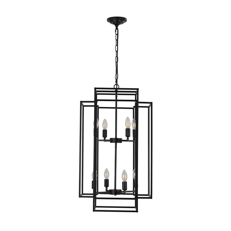 Conception réglable en fer moderne pour des espaces polyvalents: lustre en métal noir pour le salon et la salle à manger