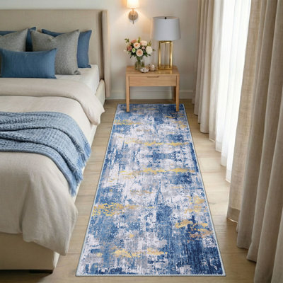 Modern Abstract Printed Area Rug Non-Slip Machine Washable Low Pile for Living Room Bedroom