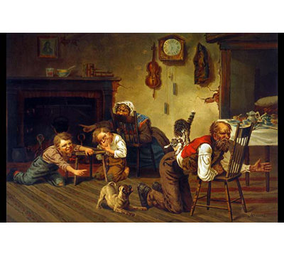 « presatisfactioning the commotion » par archibald m. willard, reproduction d’art