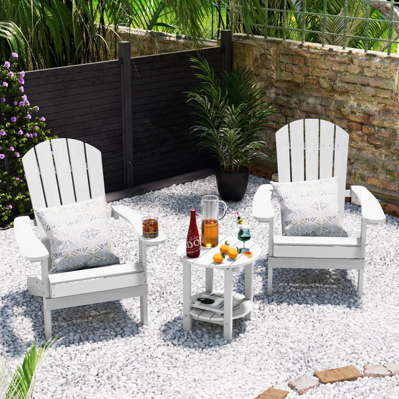 18" Outdoor All Weather Side Table, White
