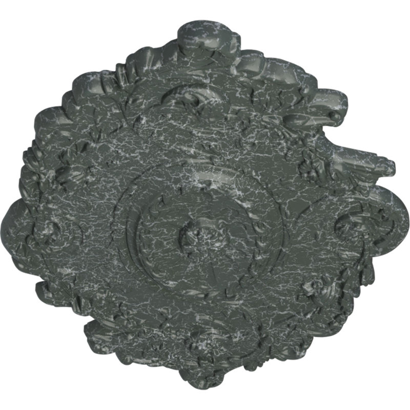 Endurathane Strasbourg Ceiling Medallion, 30 1/2"W x 20"H x 1 1/2"P, Hand-Painted Athenian Green Crackle Finish