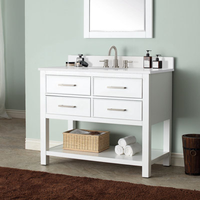Brooks 43'' Single Bathroom Vanity with Stone Top