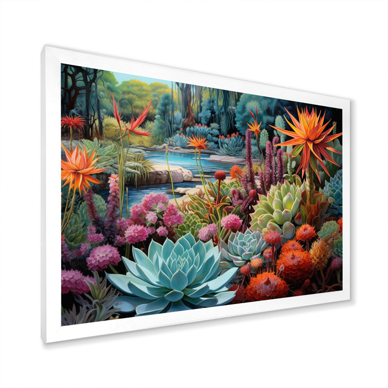 «Succulents Succulent Oasis III», reproduction sur toile, H 12 po x l 20 po x P 1 po, Cadre photo blanc