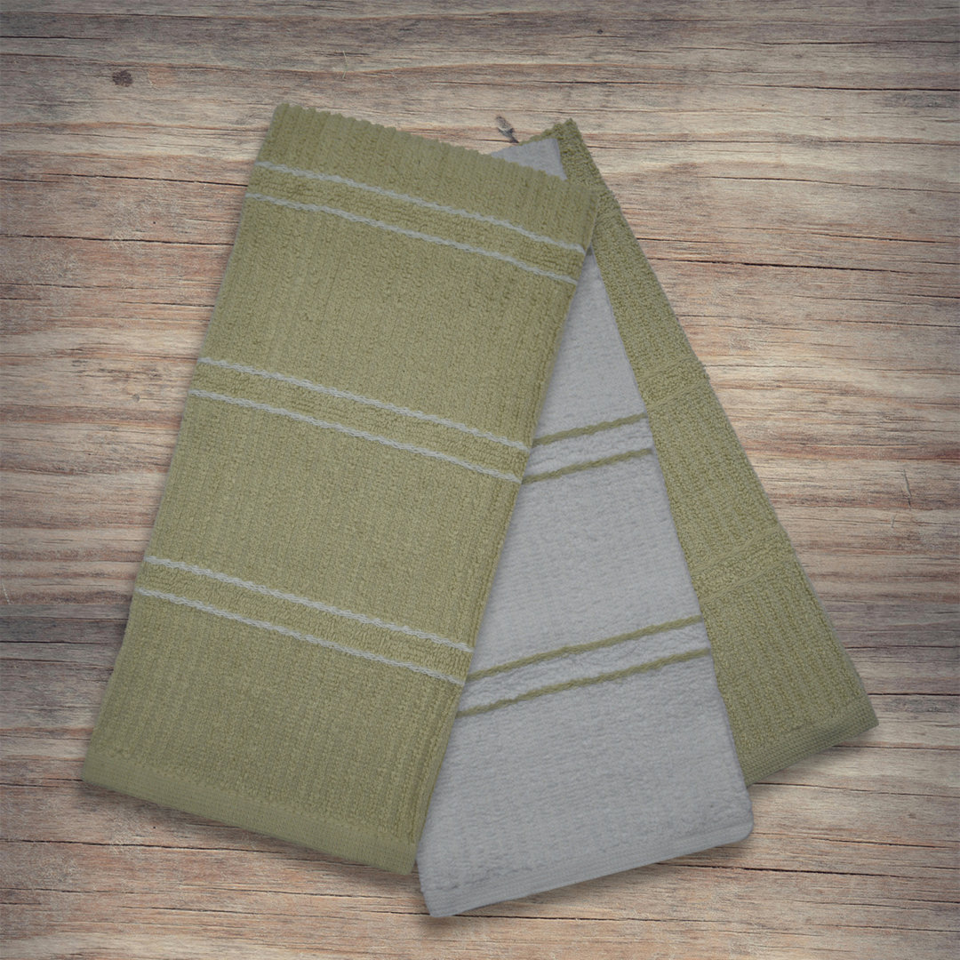 Super Absorbent 3 Pack Cotton Tea Towels Ripple Stripes