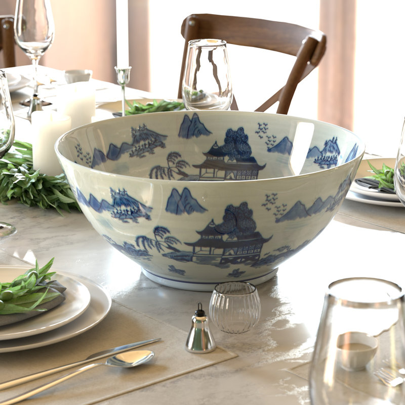 Bol décoratif en porcelaine Diandrea, Paysage bleu