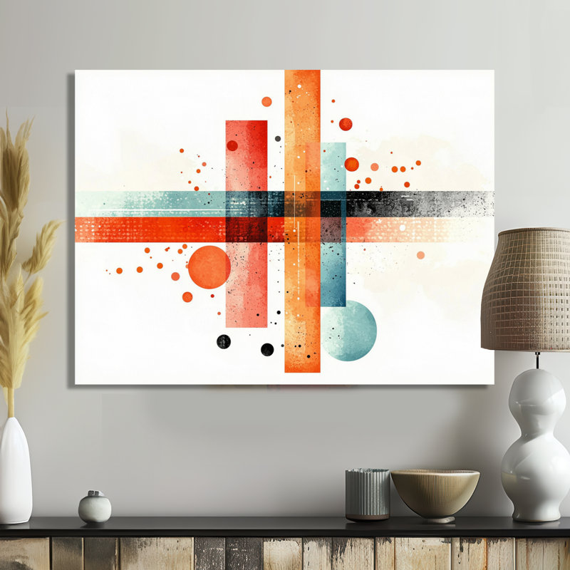 Rectangle dynamique, équilibre géométrique II - décoration murale géométrique en métal, impression moderne sur métal