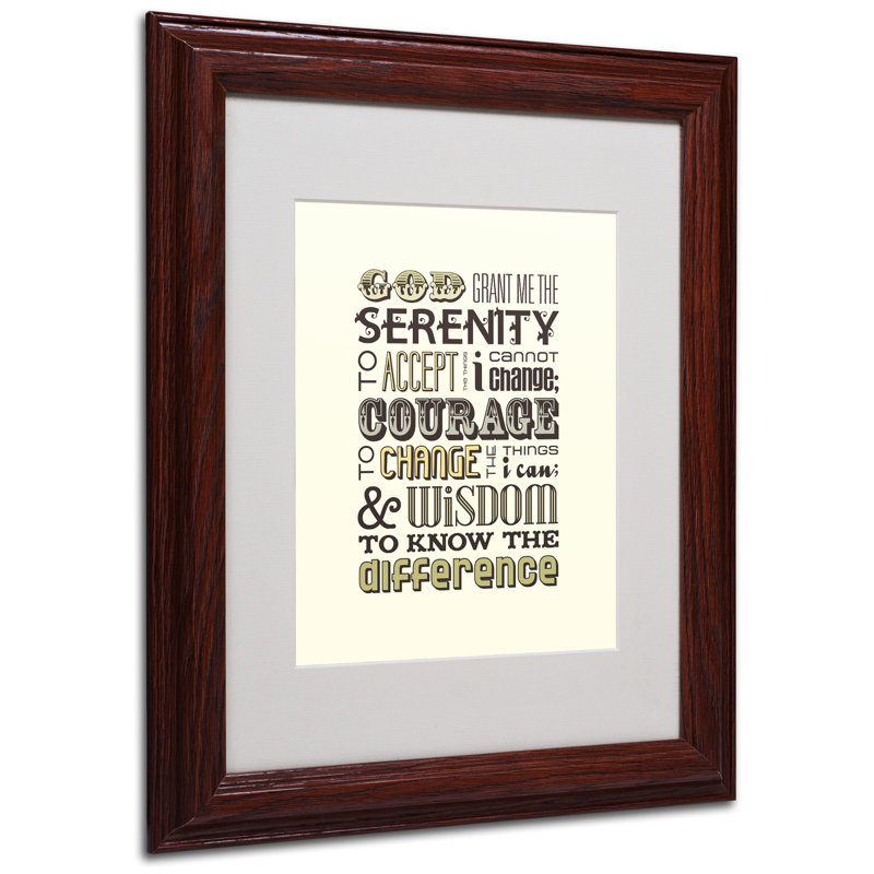 Medium Brown Wood Framed Serenity Prayer Canvas Print
